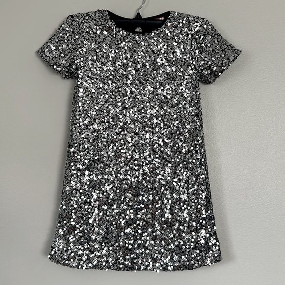 Barbie Holiday Sequined Girl's Dress Black and Silver Midi Size 8 - Picture 1 of 13